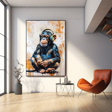 Monkey Listening to Music Painting